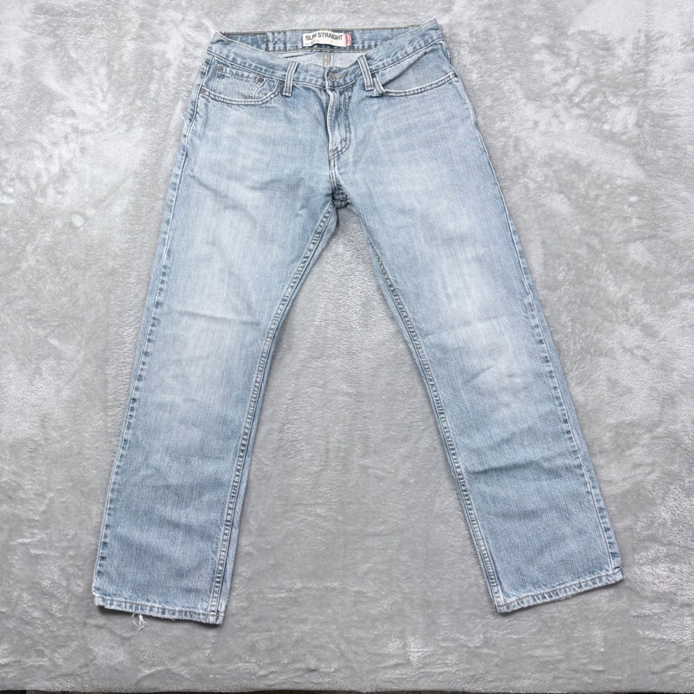 Levis 514 Slim Straight Jeans Mens 33x30 Light Wash Blue Denim 100% Cotton
